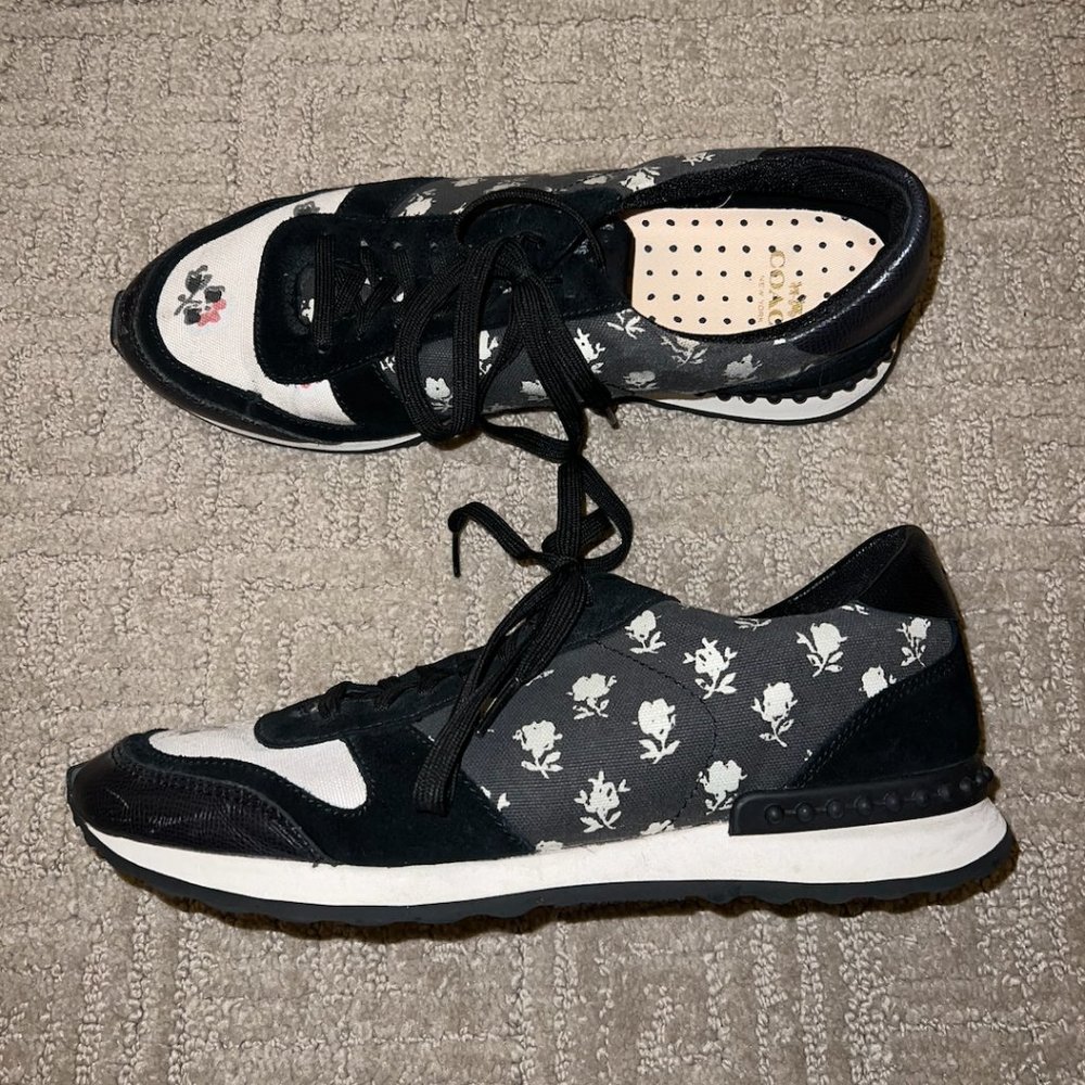 Coach Women's Q7111 A7896 Moonlight Calco Black Ivory Sneaker Shoes Size 10.5